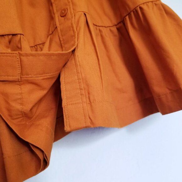 Abercrombie & Fitch Burnt Orange Poplin Puff Sleeve Button Down Tiered Dress S - Picture 9 of 16